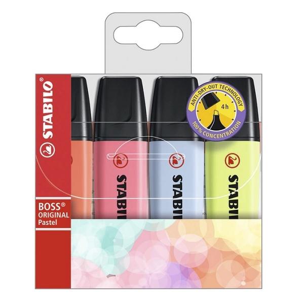 MARCADORES FLUORESCENTES STABILO BOSS COLORES SURTIDOS ESTUCHE 4