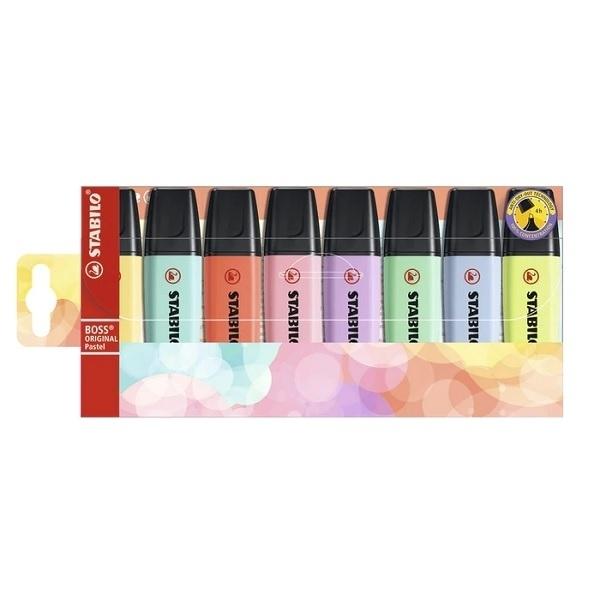 MARCADORES FLUORESCENTES ESTUCHES SET STABILO BOSS COLORES SURTIDOS 8 COLORES PASTEL