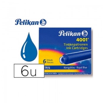 RECAMBIO DE CARTUCHOS TINTA PELIKAN PARA PLUMAS 6UDS AZUL