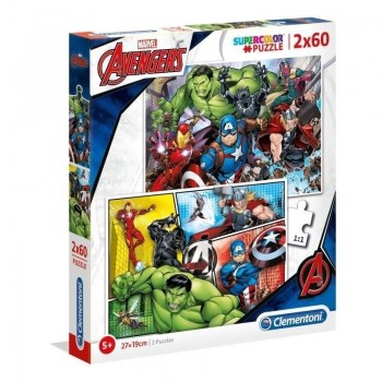 PUZZLE 2X60 PIEZAS THE AVENGERS MARVEL CLEMENTONI 21605