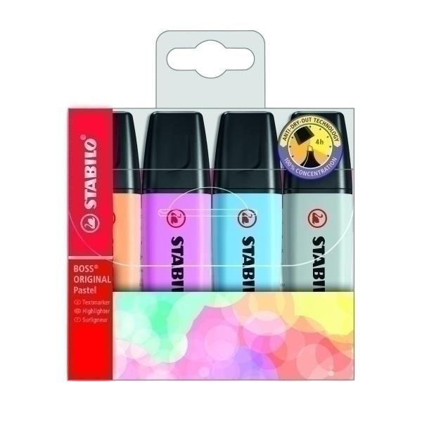 MARCADORES FLUORESCENTES ESTUCHE 4 MARCADORES STABILO BOSS COLORES SURTIDOS