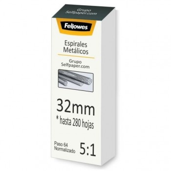 ESPIRALES METALICAS DE 32MM NEGRAS CAJA DE 50UDS FELLOWES ESP032