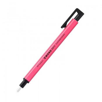 GOMA DE BORRAR DE PRECISION PUNTA REDONDA TOMBOW MONO ZERO CUERPO ROSA NEON