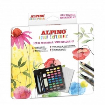 ACUARELAS SET 36 CON PINCELES LAPIZ Y PAPEL COLOR EXPERIENCE