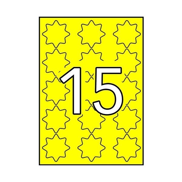 ESTRELLAS PARA OFERTAS FLASH AMARILLO DIAMETRO 35MM 20HOJAS APLI ( 10370 )