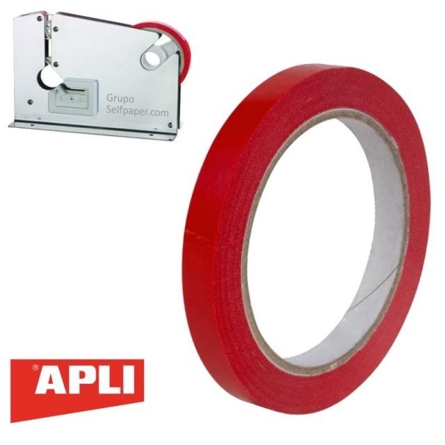 CINTA ADHESIVA 12X66M PVC ROJO ROLLO APLI ( 16998 ) CIERRABOLSA