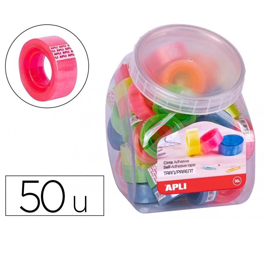CINTA ADHESIVA COLORES 19X20M FLUO APLI (50) ( 18146 )