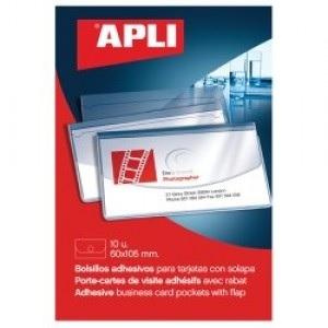 FUNDA ADHESIVA IDENTIFICADOR BOLSA  BOLSILLO TARJETAS 60X 95 10 UDS APLI (  02580  )