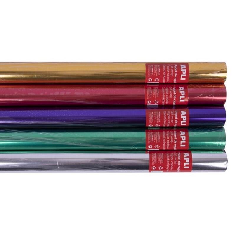 PAPEL REGALO EN ROLLO METALIZ TENDENCIA 0,70X2M APLI 13643 ( 55 )