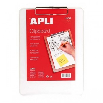 CARPETA CON PINZA CLIPBOARD TRANSPARENTE DINA4 PLASTICO APLI (  13780  )