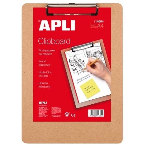 SOPORTE CON PINZA DINA4 CLIPBOARD MADERA APLI (  14684  )