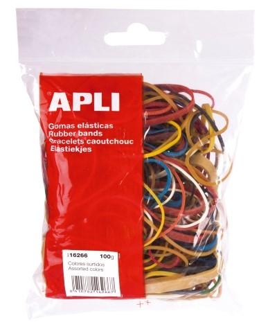 GOMAS ELASTICAS 100GR COLORES SURTIDOS APLI (  16266  )