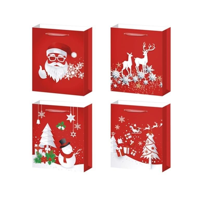 BOLSA MEDIANA NAVIDAD RED 32X26X10CM (Paq.12)