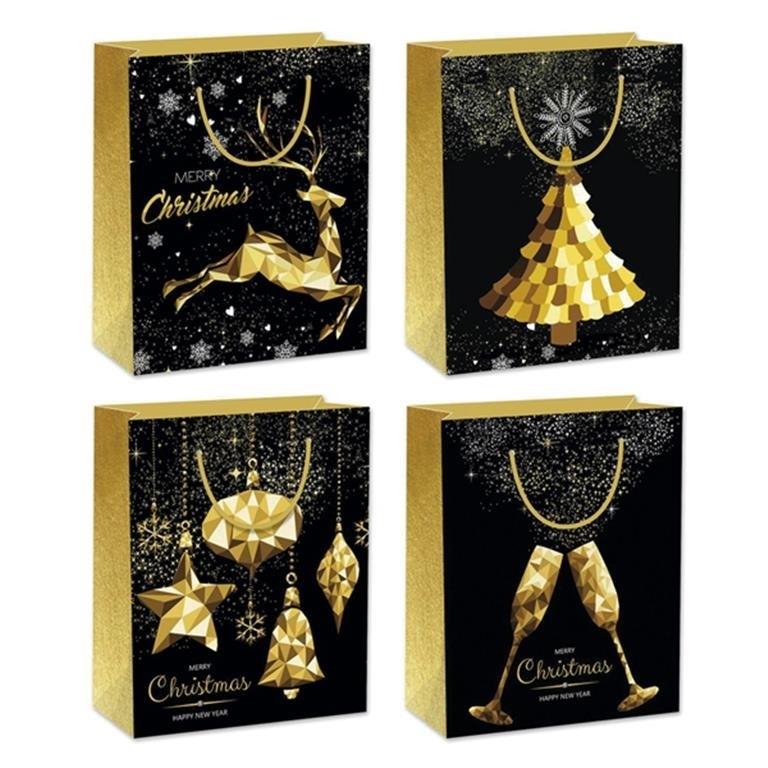 BOLSA GRANDE NAVIDAD GOLDEN 40X30X12CM (PAQUETE 12)
