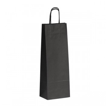 BOLSAS BOTELLAS ASA RETORCIDA KRAFT 15X39,5 NEGRO 15