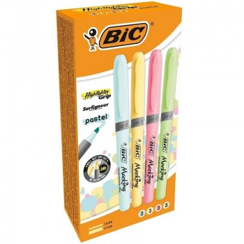 ROTULADOR BIC MARKING HIGHLIGHTER PACK 12UDS PASTEL