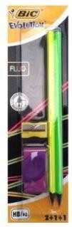 LAPIZ BIC EVOLUTION FLUO HB SET AFILA-GOMA