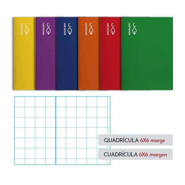LIBRETA GRAP DINA4 6X6 TBB 50H 70GR CON MARGEN ESCOLOFI VERDE