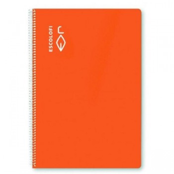 CUADERNO ESPIRAL CUADRO 5X5MM 80H 70GR TD NARANJA DINA4 ESCOLOFI