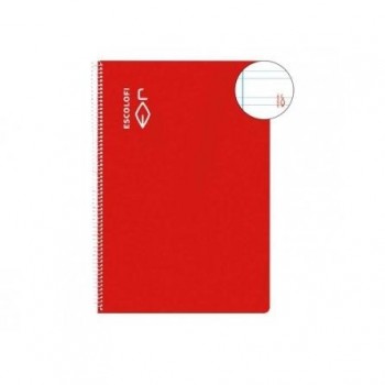 CUADERNO FOLIO ESPIRAL TD 100H ESCOLFI PAUTA MONTESSORI 3'5 ROJO