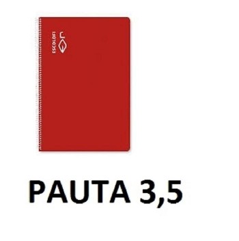 CUADERNO ESPIRAL PAUTA 3,5MM 50 HOJAS TAPA DURA FOLIO COLOR ROJA ESCOLOFI