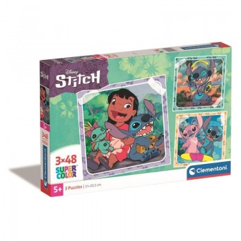 PUZZLE 3X48 SQUARE STITCH DISNEY