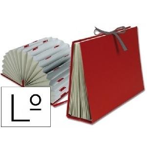 CARPETA CLASIFICADORA CON FUELLE ACORDEON  20 DEPARTAMENTOS LETRAS CARTON FORRADO BURDEOS LIDERPAPEL