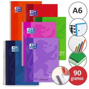 CUADERNO ESPIRAL CUADRICULA 5X5 120 HOJAS TAPA DURA DINA6 90GR NOTEBOOK 4 BANDA  117X150 OXFORD 400088285