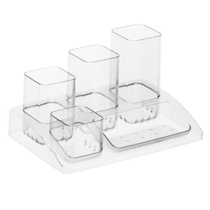 ORGANIZADOR SOBREMESA PLASTICO OFFISYS -1033 18X12X10 CM -5 DEPARTAMENTOS TRANSPARENTE CRISTAL