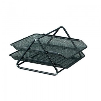 BANDEJAS PORTADOCUMENTOS SET DE SOBREMESA METALICA Q-CONNECT REJILLA NEGRA 300X185X350MM