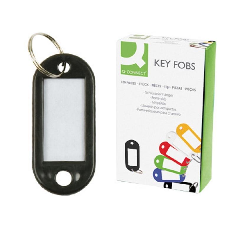 LLAVERO PORTAETIQUETAS Q-CONNECT EXPOSITOR DE 100UDS NEGRO