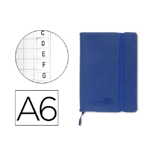 CUADERNO INDICE COSIDO LIDERPAPEL SIMIL PIEL DINA6 120H 70GR AZUL