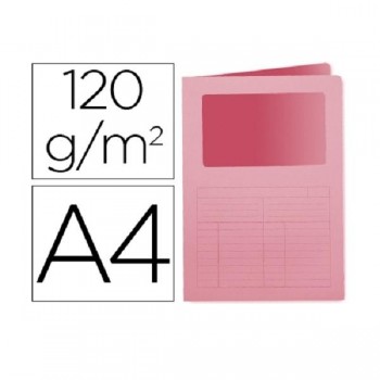 SUBCARPETA CON VENTANA Q-CONNECT DINA4 COLOR ROSA 120 GR