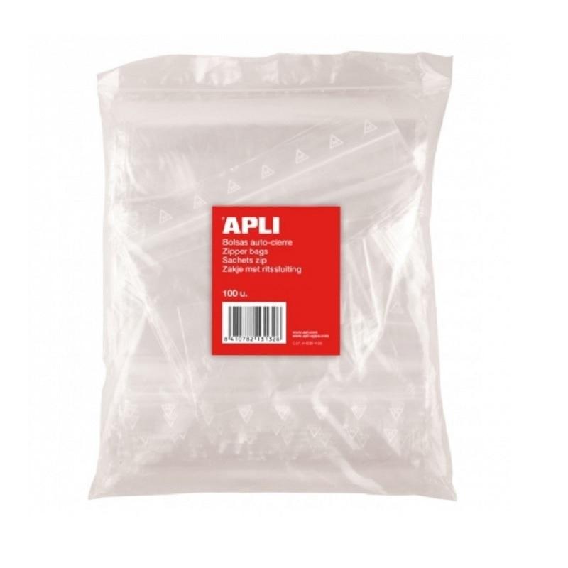 BOLSAS AUTOCIERRE 60X80MM PLASTICO 100UDS APLI ( 13134 )