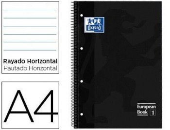 CUADERNO ESPIRAL LINEAS MICROPERFORADO 1 BANDA DINA4 NOTEBOOK 1 80 HOJAS TAPA EXTRADURA NEGRO OXFORD