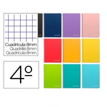 CUADERNO ESPIRAL LIDERPAPEL CUARTO DINA5 TD 80H 75GR CUADRO 8X8 CON MARGEN