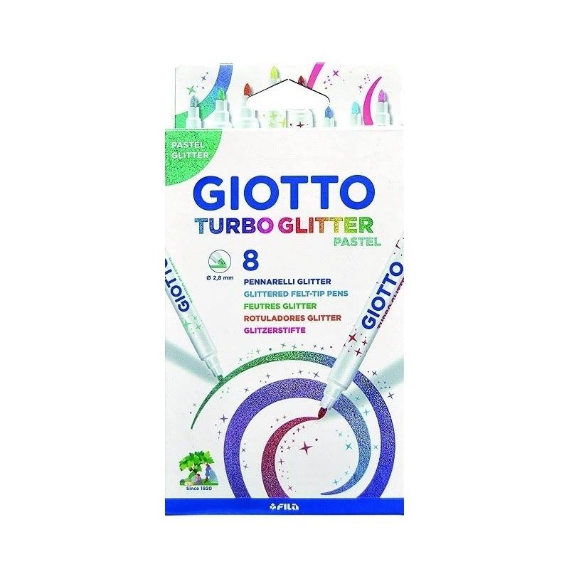 ROTULADOR GIOTTO TURBO GLITTER PURPURINA PASTEL 8 UDS