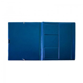 CARPETA DE GOMAS CON SOLAPAS CARTON FORRADO PVC DINA5 CUARTILLA  FORRADA  AZUL