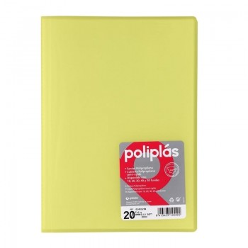 CARPETA DE 20 FUNDAS FOLIO TRASLUCIDA POLIPLAS GRAFOPLAS AMARILLO SOFT