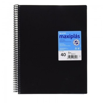 CARPETA DE 40 FUNDAS ESPIRAL MAXIPLAS PPP RIGIDO NEGRO GRAFOPLAS