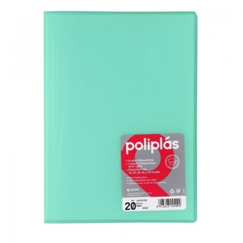 CARPETA DE 20 FUNDAS FOLIO TRASLUCIDA POLIPLAS GRAFOPLAS MINT