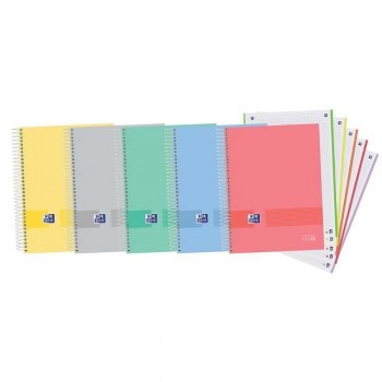 CUADERNO ESPIRAL CUADRO 5X5MM MICROPERFORADO 5 BANDAS DINA4+ OXF&YOU 120H 90GR