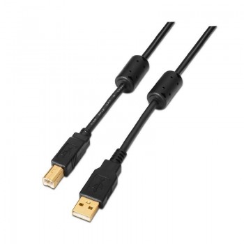 CABLE USB 2.0 IMPRESORA ALTA CALIDAD CON FERRITA, TIPO A/M-B/M, NEGRO, 5.0M AISENS