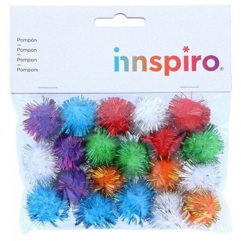 POMPONES BRILLANTES MIX COLORES VARIOS 25MM 20UDS