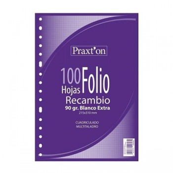 RECAMBIO FOLIO 4X4 100H 90GR 16TALADROS PRAXTON