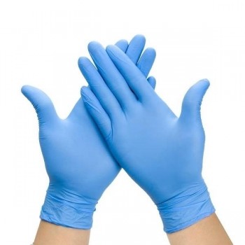 GUANTES DE NITRILO COLOR AZUL TALLA M SIN POLVO CAJA 100UDS