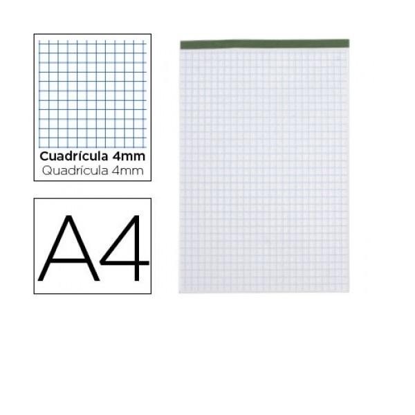BLOCK DE NOTAS DINA4 CUADROS 4x4 SIN TAPA T-701/C