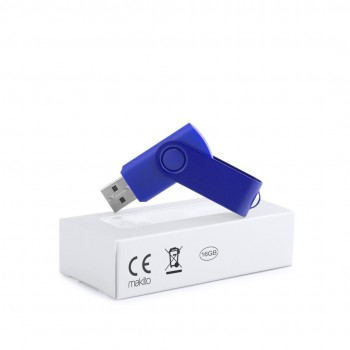 MEMORIA USB SURVET 16GB + CAJA  AZUL - CUERPO DE PLASTICO Y TAPON DE ALUMINIO ACABADO BRILLANTE