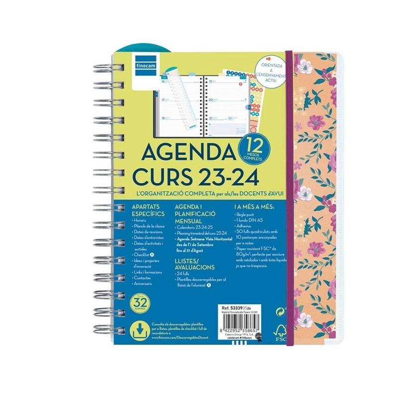 AGENDA ESPIRAL DOCENTE MAGIS.PERS.1/4 SVH23-24FLOWERS CAT+
