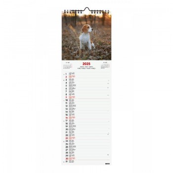 CALENDARIO PARED ESPIRAL 15X48 2025 DOGS INTERNACIONAL